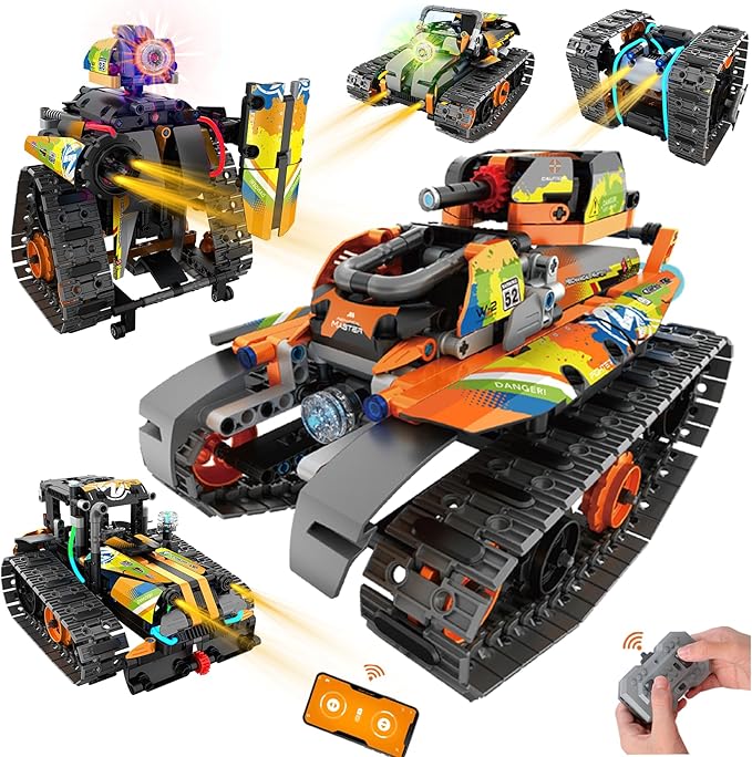 STEM Robot Building Kit with APP / Remote Control, 5 in 1 RC Robotic Car Toy for Kids Ages 8-12, Christmas Birthday Gifts for Boys Age 6 7 8 9 10 11 12+, DIY Build Set, Educational Science Projects