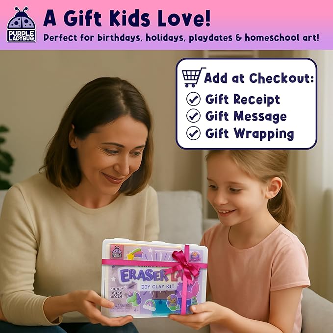 Eraser Lab DIY Clay Cute Eraser Kit for Girls - Unicorn & Mermaid Theme - Fun Craft Activity for Girls Aged 4 5 6 7 8 9 10, Back to School Supply, Birthday Gift Idea