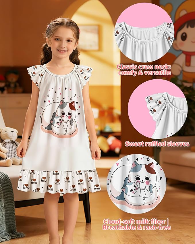 LQSZ Doll and Girl Matching Nightgown Outfit Pajamas Nightie Nightgown for Girls and Dolls Clothes