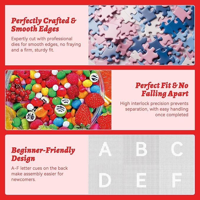 300 Piece Puzzles for Adults, 300 Piece Puzzles for Adults Elderly Large Piece, Fruit Candy Jigsaw Puzzle Funny Gift for Adult Kids Senior Challenging Family Games Toy, 20.5 X 15 in