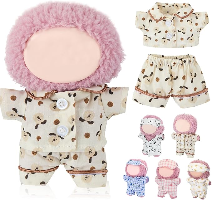 Simgoing 17cm Doll Clothes Pajamas Set with Pants Good Night Bedding Clothes Outfit Gifts Fits Most 17cm Dolls Accessories for DIY Dress up Lovers(Cute Dog)