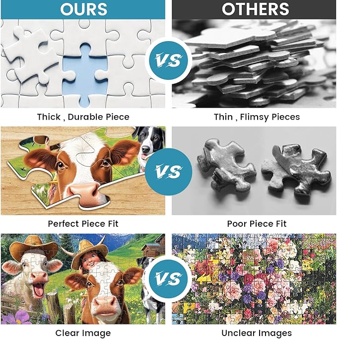 300 Pieces Puzzle for Adults-Pasture Horse Jigsaw Puzzle-Farm Cow Puzzles for Kids Ages 8-10-Animal Pet Lover Challenging Puzzles for Friends Family Activity Game Nights Gifts-20.5x15IN