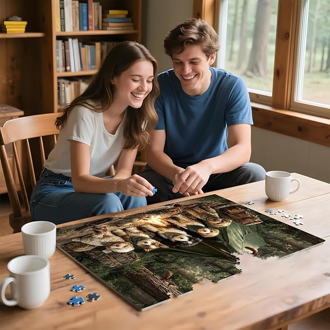 500 Pieces Puzzle for Adults, Puzzles for Adults 500 Pieces, Forest Dogs Camping Jigsaw Puzzle, Challenging Puzzle Perfect for Game Nights, 20.5 X 15 in