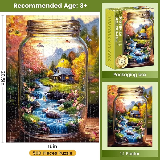 500 Piece Puzzle for Adult,World in Bottle Nature's Dream Puzzle for Adults Seniors,Recycled Paper Unique Funny Cool Jigsaw Puzzle,Challenging Family Game Gifts for Friends Men Women Seniors,20.5*15In
