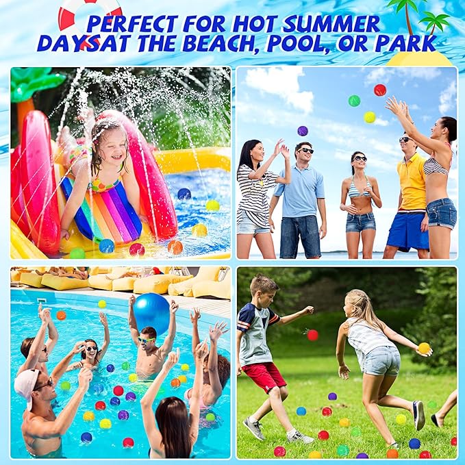Reusable Water Balls, Reusable Water Balloons for Outdoor Games, Balls for Adults Summer Beach Ball for Pool and Backyard Fun