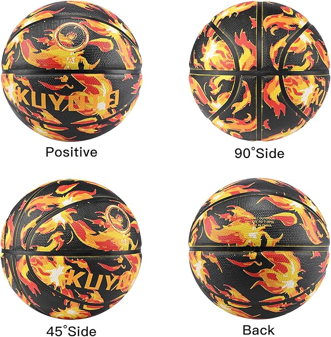 KUYOTQ Kids Youth Adult Size 3/4/5/6/7 (22/25.5/27.5/28.5/29.5") Basketball Premium Rubber or Faux Leather Basketball Indoor Outdoor Basketball for Boys Girls Womens Mens Basketball Gifts (Deflated)