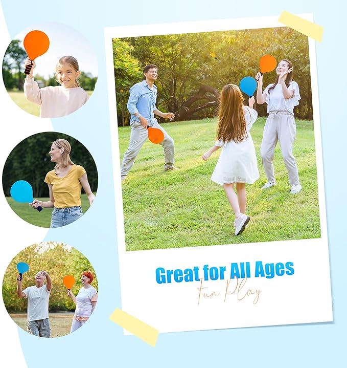 Beach Paddle Ball Set, Family Games for Kids and Adults, Badminton Set with 4 Rackets, Indoor Outdoor Sports Toys Lawn Camping Backyards Yard Games Easter Basket Stuffers Gifts for Boys Girls