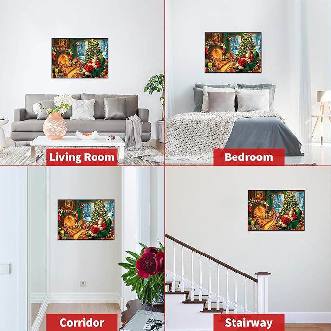 Christmas Puzzles 1000 Pieces, Festive Fireplace Puzzle Santa Claus Christmas Puzzles, Puzzles for Adults 1000 Piece Puzzle for Adults Vacation Jigsaw Puzzle Challenging Gift for Teens