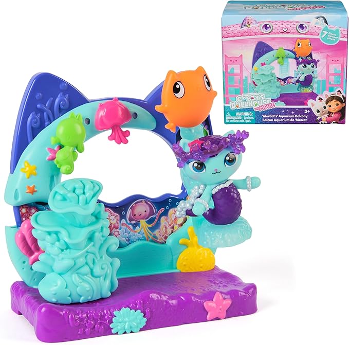 DreamWorks GABBY'S Dollhouse The Movie, Mercat's Aquarium Balcony, with Toy Figure & Dollhouse Accessories, Kids Toys for Girls & Boys Ages 3 and Up