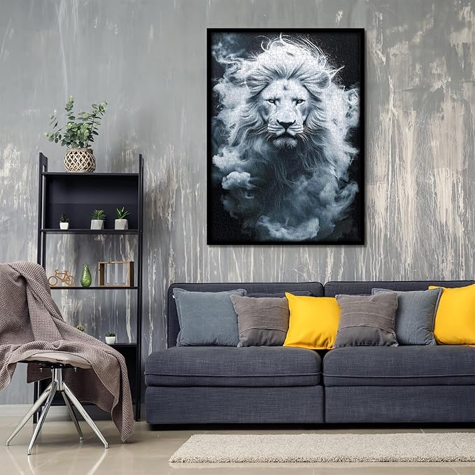 Mystery Lion Puzzles 1000 Pieces for Adults, Animal Challenging Jigsaw Puzzles, Difficult Nature Wild Animals Art Puzzle as Home Wall Art