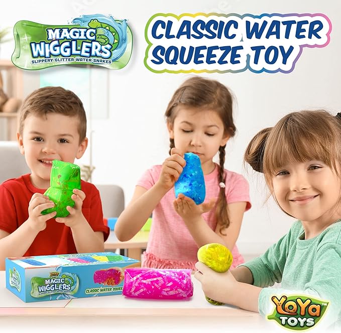 YoYa Toys Magic Wigglers Water Snake Fidget Toy - Water Wiggler Toy, Water Snakes Trick Stress Toy, Slippery Tricky Wiggler Tube - 4-Pack Squishy Sensory Fidget Water Snake Toy, 5-inch Novelty Gift