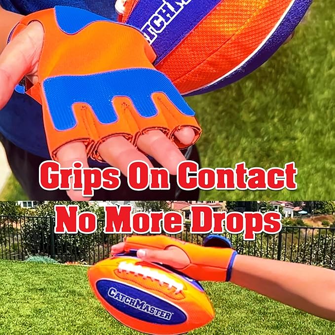 CatchMaster Water Football Set – Pool & Beach Easy Catch Hook-and-Loop Ball + 2 Gloves, Waterproof Outdoor Backyard Game