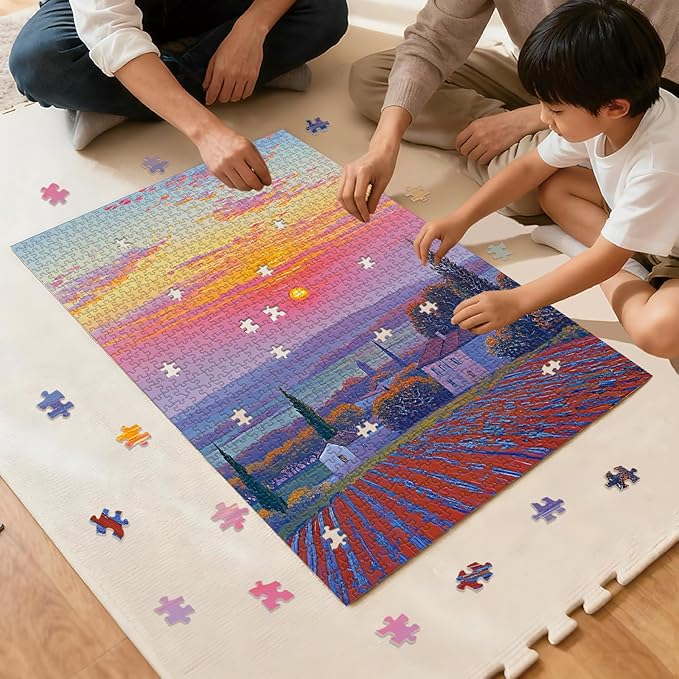Puzzle for Adults 1000 Pieces, Sunset Field Puzzle, Challening Impossible Difficult Hard Fun 1000 Pieces Jigsaw Puzzles for Adults Family with Letters on Back