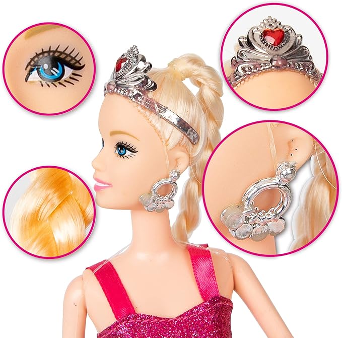 Yellow River Mermaid Princess Doll with Little Mermaid and Pink Dolphin Playset, Blonde Hair Mermaid Toys with Accessories, Gift for 3 to 7 Year Old Girls