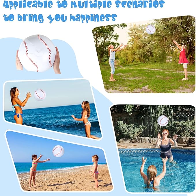 Zhanmai 6 Pack Inflatable Baseball 16 Inch Blow up Beach Ball Large Sport Pool Ball with Pump for Adults Teens Gift Summer Outdoor Party Decorations