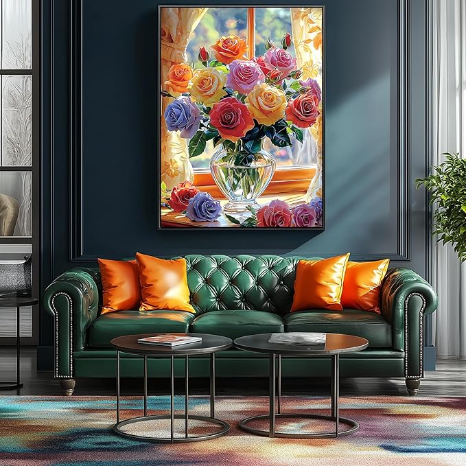 1000 Piece Puzzle for Adults, Colorful Mixed Rose Bouquet Jigsaw Puzzle with Letters on Back for Family, Adults, Gifts, Party Game, Finished Size 27.5" x 19.7"
