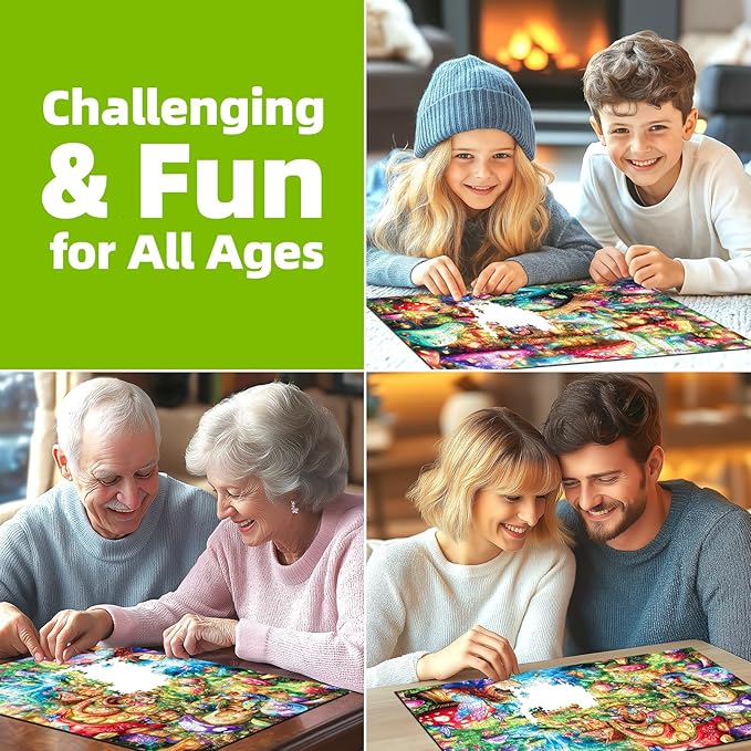 Dreamy Mushroom Valley 500 Piece Puzzle for Adults, Fun Puzzles for Adults 500 Pieces with HD Print & Poster, 23" X 15" Dust Free, for Gifts Halloween Christmas Family Games Lovers