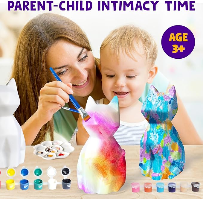 Goody King Paint Your Own Cat Lamp Kit, Easter Basket Stuffers, DIY Cat Crafts Night Light, Painting Kit Arts & Crafts for Kids, Birthday Easter Party Gift for Teens Girls Boys Age 3 4 5 6 7 8+