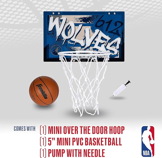 Franklin Sports NBA Team Over the Door Basketball Hoops - Kids Indoor Mini Basketball Hoop + Ball Set - NBA Fan Mini Hoops