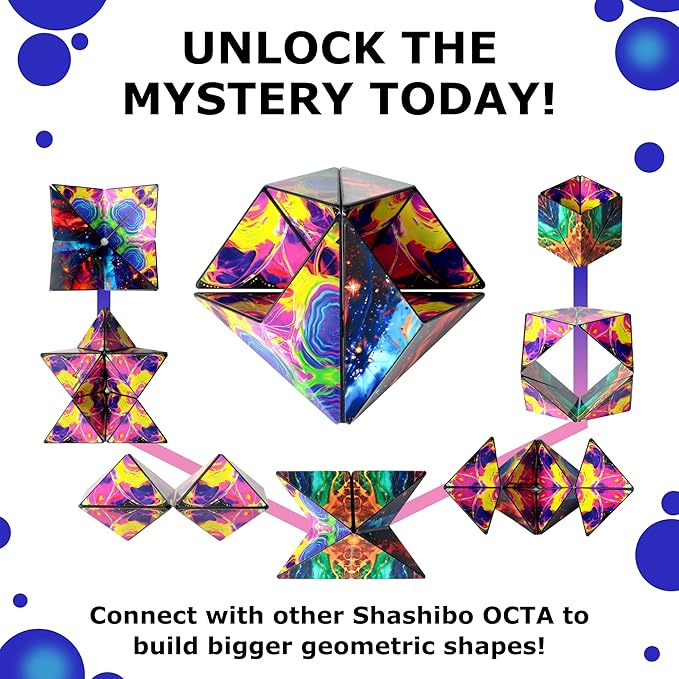 Shashibo Octa Shape Shifting Box - STEM Fidget Toy with Ultra Strong Magnets - Sensory Puzzle Cube Transforms Into 100+ Shapes, Easter Basket Stuffers Gift for Kids, Teens, and Adults (Infinity)