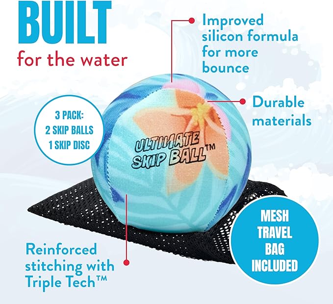 Activ Life The Ultimate Water Skip Balls, Water Bouncing Ball for Swimming Pool, Beach Toys for Friends, Family, Kids and Adults