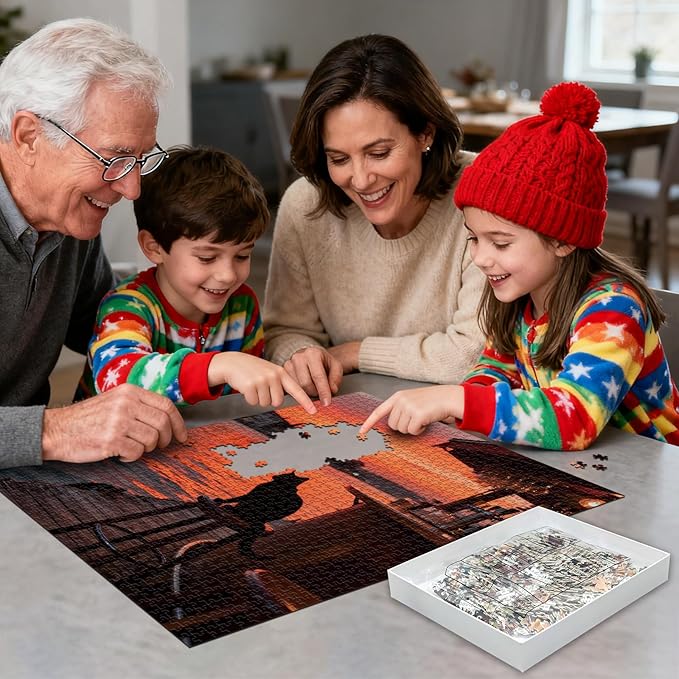 Puzzles 1000 Pieces Puzzles for Adults Landscape Puzzle with Letters on Back Jigsaw Puzzles Family Decoration Fun Gift Challenging Puzzle for Valentine Friends Parents (27.56x19.7 Inch)