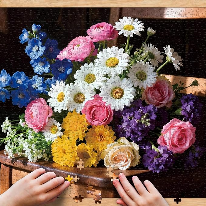 Puzzle for Adults 1000 Pieces, Flowers in The Chair Puzzle, Challening Impossible Difficult Hard Fun 1000 Pieces Jigsaw Puzzles for Adults Family with Letters on Back