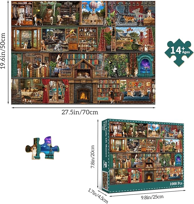 HUADADA Puzzles for Adults 1000 Pieces,Dog Theater Difficult Puzzles for Adults,1000 Piece Puzzle for Adults ‌Family Interactive Game Gift