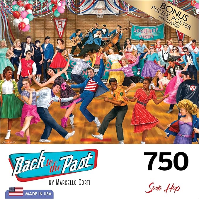 RoseArt - Back to The Past - Sock Hop - 750 Piece Jigsaw Puzzle for Adults