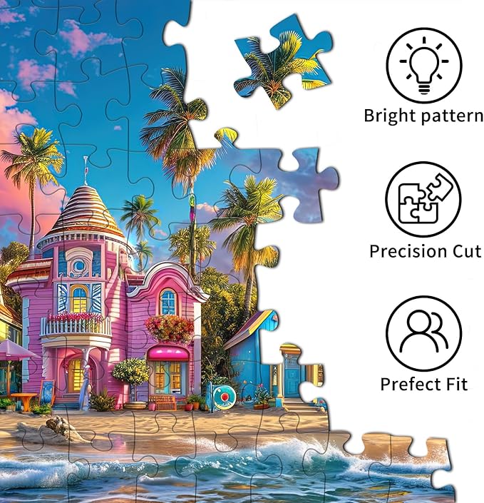 Jigsaw Puzzles for Adults 1000 Pieces, Interlock Perfectly No Dust, Impossible Difficult Hard Fun 1000 Piece Jigsaw Puzzles for Adults-1:1 Poster-Romantic Beach