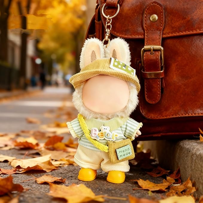 17cm Doll Clothes – 6-Piece Clothing, Hat & Pant & Shirt & Shoes & Glasses & Backpack Set for 17cm Accessories Suit, Stylish Dolls Clothes Accessories, Cute Clothes for Dress up Unique Style (Yellow)