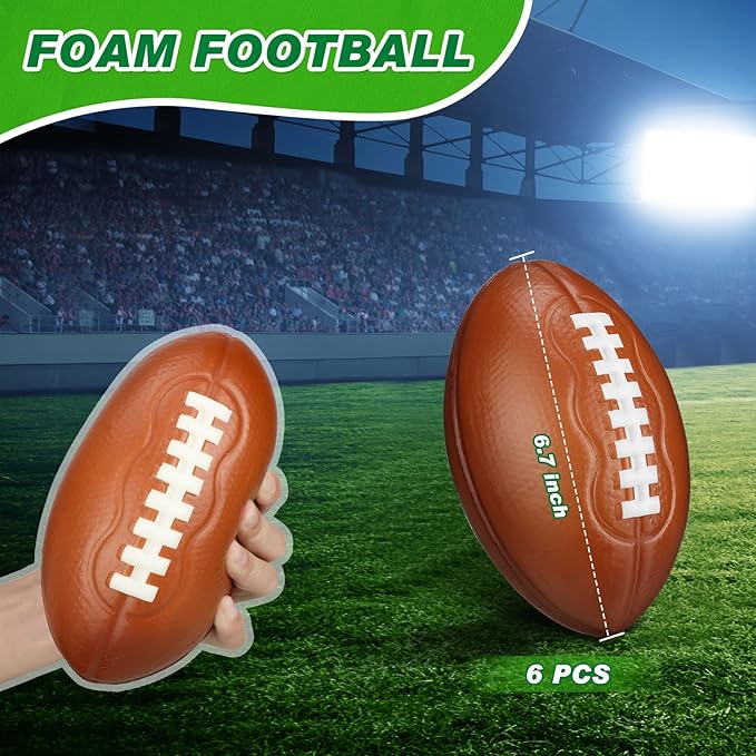 Jerify 6 Pack Kids Foam Football 6.7" Small Football Bulk Mini Soft Sport Ball Gift for Toddlers Boy Girl Youth Party Favors Indoor Outdoor Practice Play School Classroom Reward