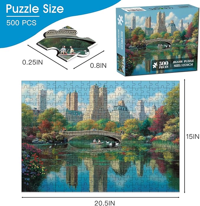 500 Piece Puzzle for Adults – Arch Bridge Park Jigsaw Puzzle 500 Pieces for Adults – Interlock Perfectly Letter on Back No Dust, Home Decor Birthday Party Gift Toy for Men Women Elders Seniors