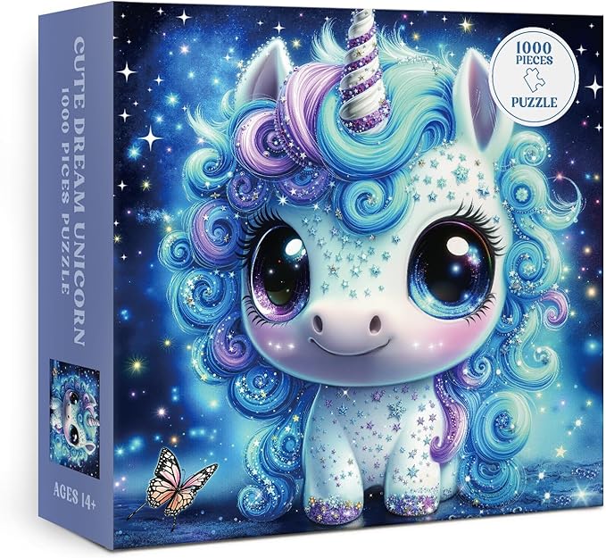 Fantasy Horse Star Puzzle 1000 Pieces for Adults, Magic Cute Animal Galaxy Jigsaw Puzzle, Starry Night Jewel Puzzles