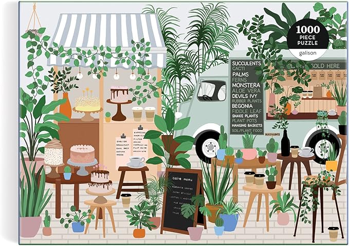 Galison Plant Cafe 1000 Piece Puzzle from Galison - 1000 Piece Botanical Puzzle for Adults, Wonderful Illustrations from Frankie Penwill, Thick and Sturdy Pieces, Great Gift Idea