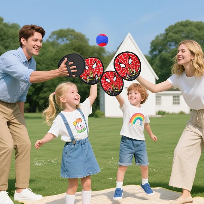 Toss and Catch Ball Game for Kids, 4 PCS Beach Outdoor Toys Set, Toddler Baseball Glove & Catch Ball Toy for Yard Beach Camping Birthday for 3 4 5 6 7 8-12 Year Old Boys Girls