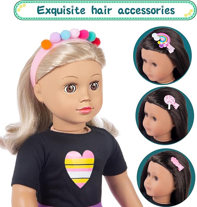 ebuddy 18 Inch Doll Clothes and Accessories - Travel Suitcase Play Set for 18" Dolls, Includes Clothing, Backpack, Roller Skates & More (Doll Not Included)