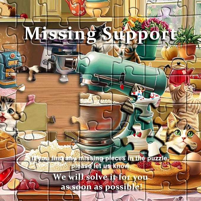Cat Puzzles for Adults 1000 Pieces, Funny Puzzles Kittens, Food Cake Cat in Kitchen Puzzle, Animal Kitty Jigsaw Puzzle Challenge
