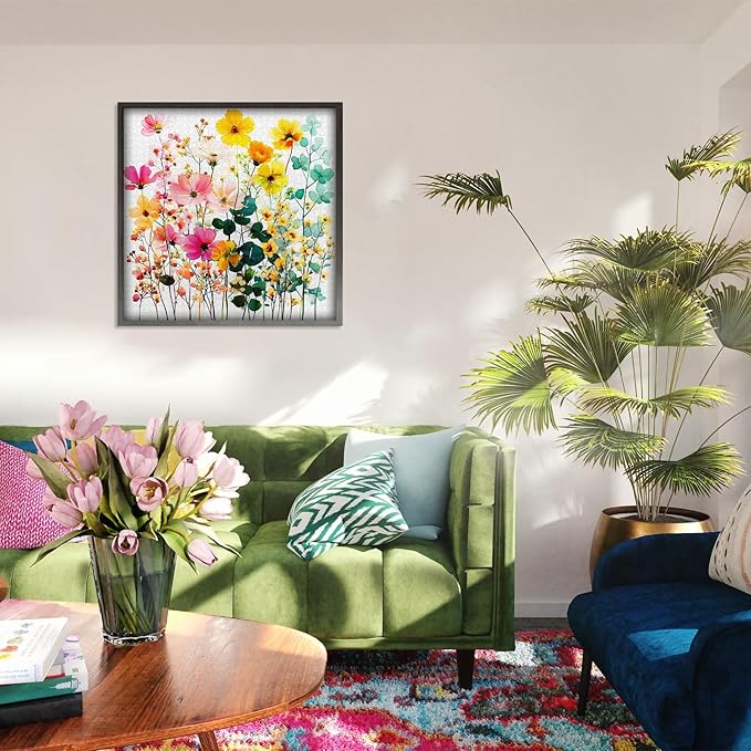 Spring Florals Puzzles for Adults 1000 Pieces, Larkipuzz Wildflower Garden Flower Jigsaw Puzzle Pastel, Impossible Colorful Plant Art Theme, Challenging for Adults