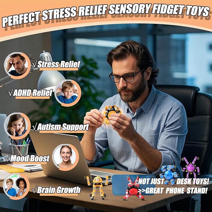 Easter Basket Stuffers Gifts For Kids Boys Girls 4Pcs Transformable Fidget Spinners Fidget Toys For Kids Teens Road Trip Travel Activities Essential Sensory Toys With Autism Adhd Party Favors