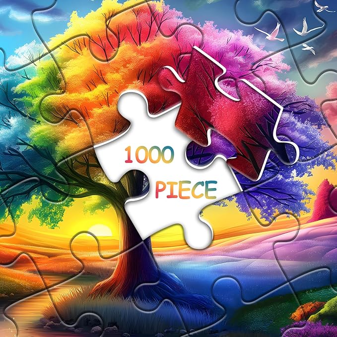 Rainbow Tree of Life Puzzles for Adults 1000 Pieces, Colorful Landscape Gradient Jigsaw Puzzle, Tree Nature Puzzle Scenery