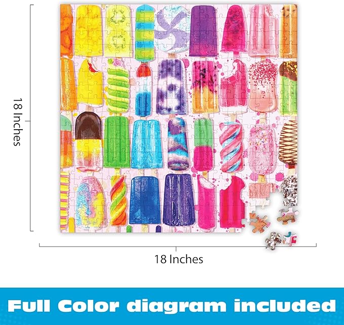 Buffalo Games - Frosty Treats - Lars Stewart - 300 Piece Large Jigsaw Puzzle for Adults - Playful Summer Ice Cream Art - Finished Size is 21.25 x 15.00, Oversized Pieces