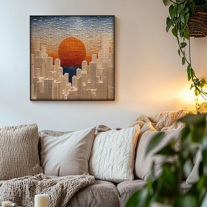 PICKFORU Gradient Sunset Puzzles for Adults 1000 Pieces, Mosaic City Jigsaw Puzzles, Unique Difficult Gradient Sky Puzzle