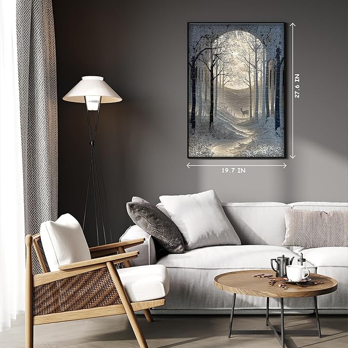 Nature Forest Puzzles for Adults 1000 Pieces, Landscape Plant Moon Deer Puzzles Unique Art, Impossible Hard Challenge Jigsaw Puzzle Paper Cut