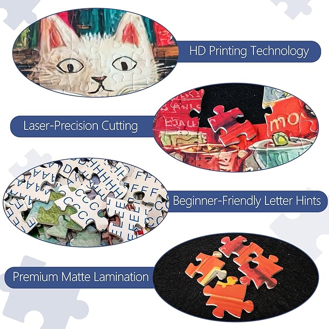 1000 Piece Puzzle for Adults, Challenging Cozy Nook Bookshelf Cat Jigsaw Puzzles, Premium Matte Finish, 27.56 x 19.68 Inches, Perfect for Game Nights