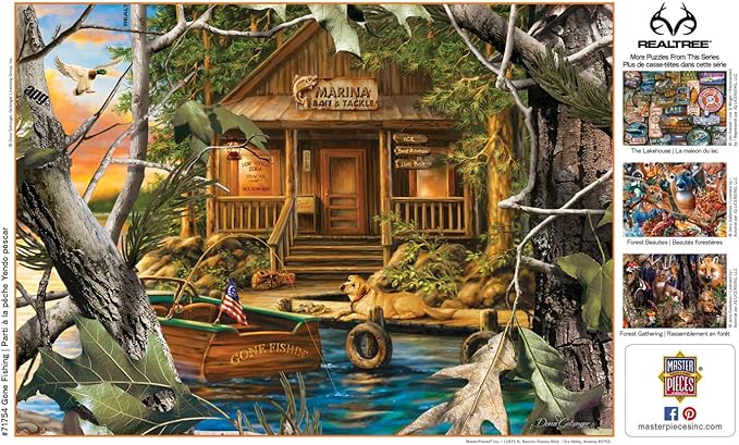 MasterPieces 1000 Piece Jigsaw Puzzle For Adults, Family, Or Youth- Gone Fishing - 19.25"x26.75" - 96 character