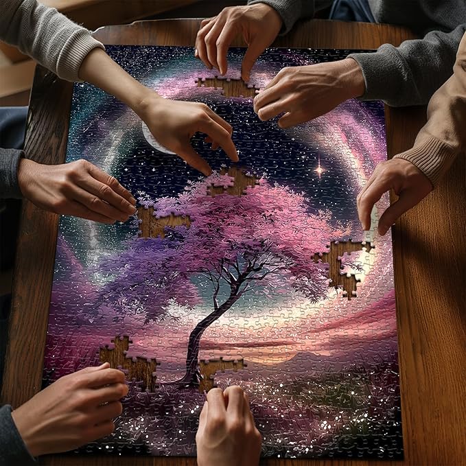 Tree of Life Starry Night Puzzle 1000 Pieces, Fantasy Plant Landscape Scenery Puzzles for Adults, Nature Scenic Challenge Jigsaw Puzzle