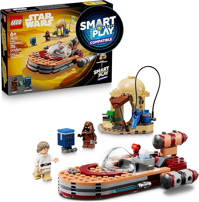 LEGO Star Wars SMART Play: Luke’s Landspeeder - Building Toy for Action Play - Compatible Set with a SMART Tag and 2 Minifigures - Gift for Boys, Girls and Kids Ages 6+ - 75420