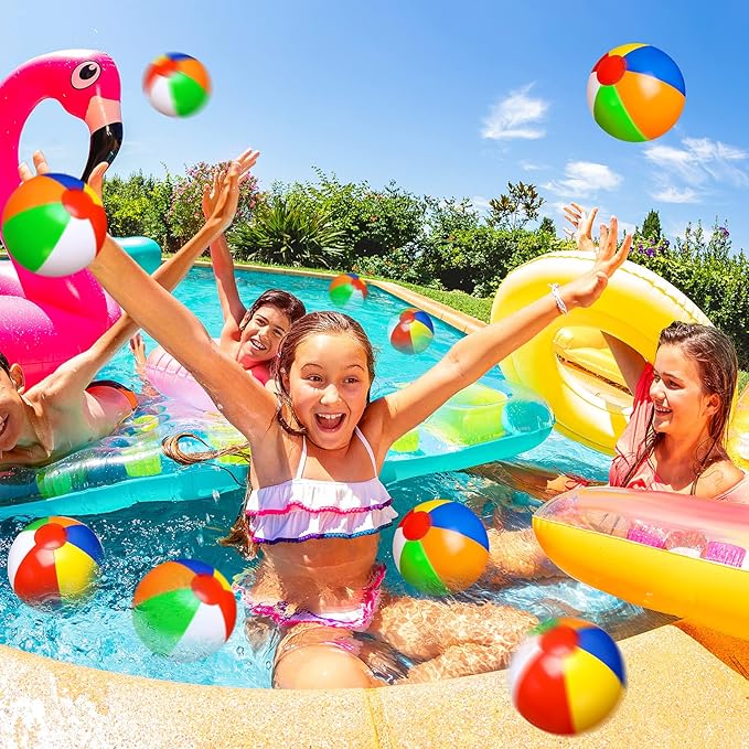Zhanmai 100 Pack Inflatable Beach Balls 5 Inch Summer Beach Ball Pool Party Toy for Kids and Adults Blow Up for Party Favor Daily Game Toys Birthday Decorations (Rainbow Color)