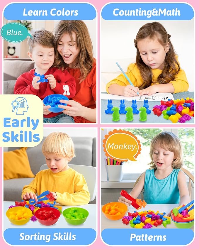 Oomloid Counting Animals Montessori Toys for 3 4 5 Years Old Boys Girls, Preschool Learning Activities Educational Sensory Toys Gifts for Kids Toddlers Ages 3-5, 4-8